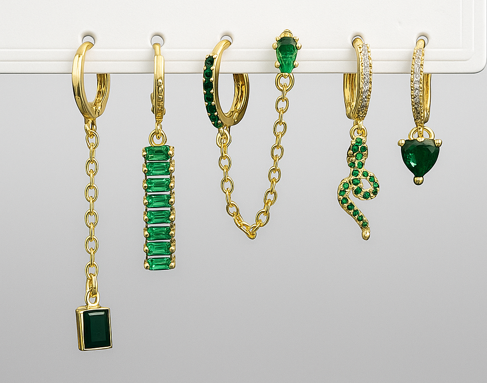 Emerald earrings set