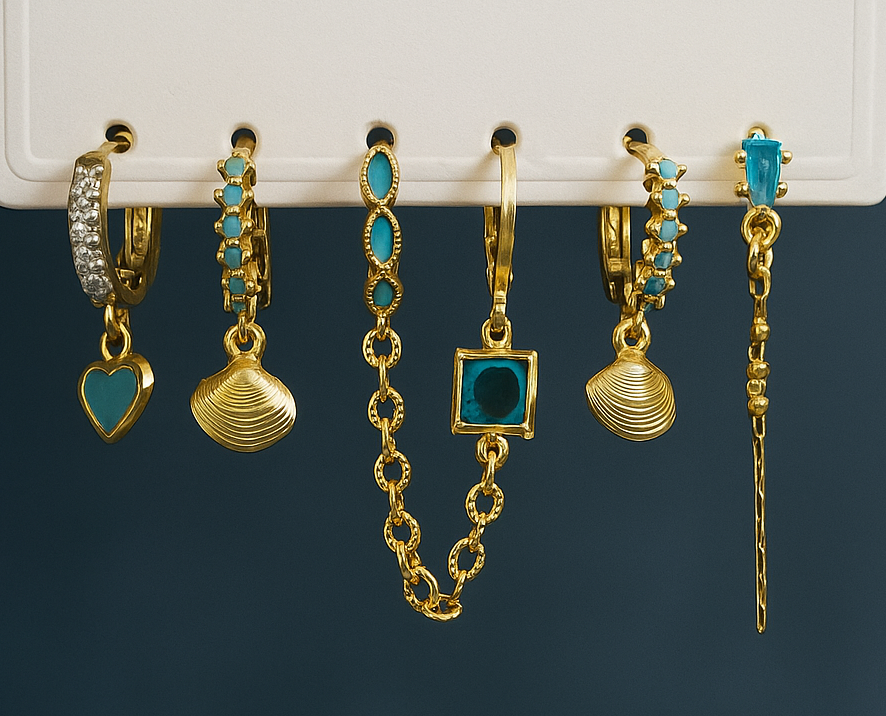 Sky blue earrings set