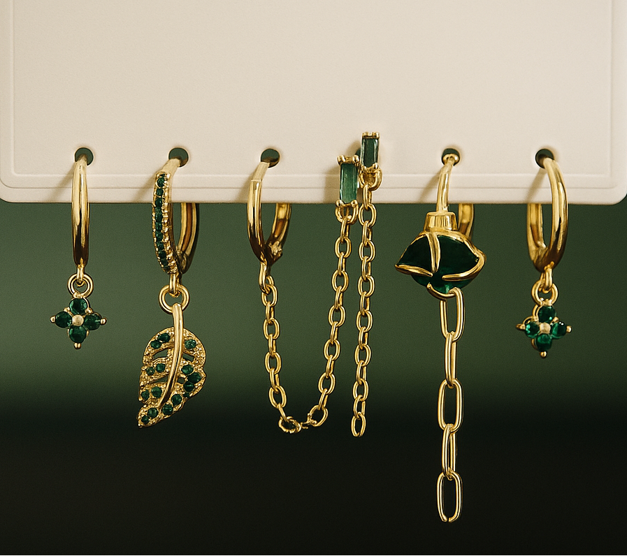 Emerald earrings set