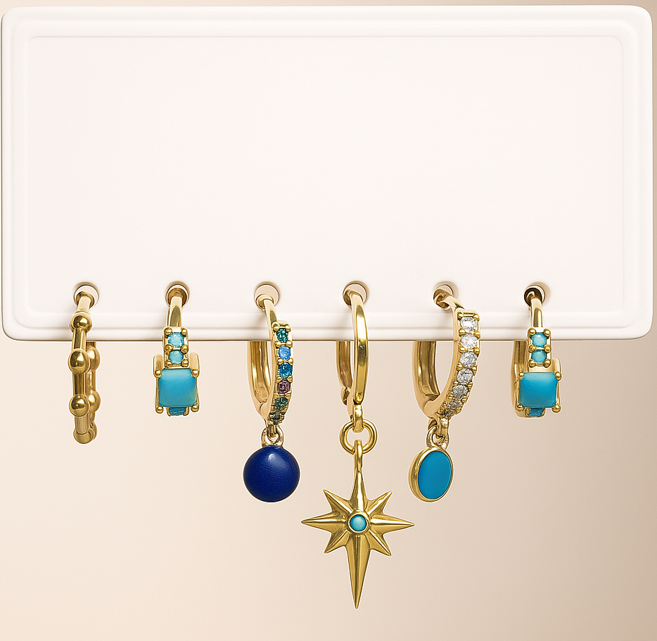 Blue dangle earrings set