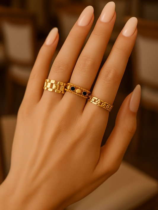 Navy rings set (3 pcs)
