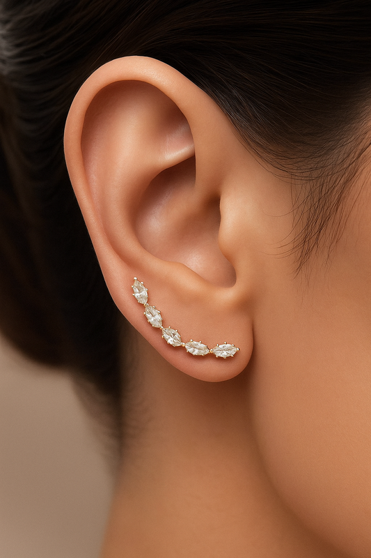 Curved diamond ear climber