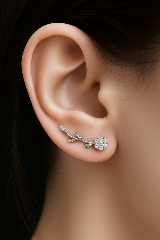 Diamond flower ear climber