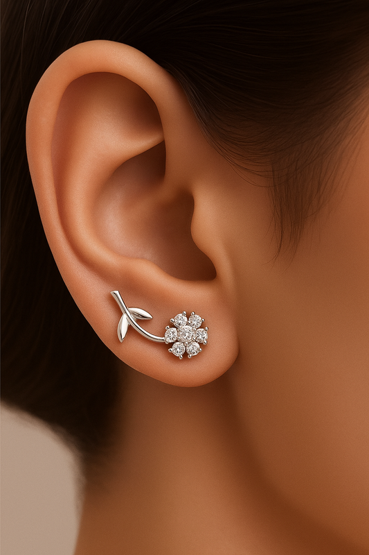 Bold diamond flower ear climber