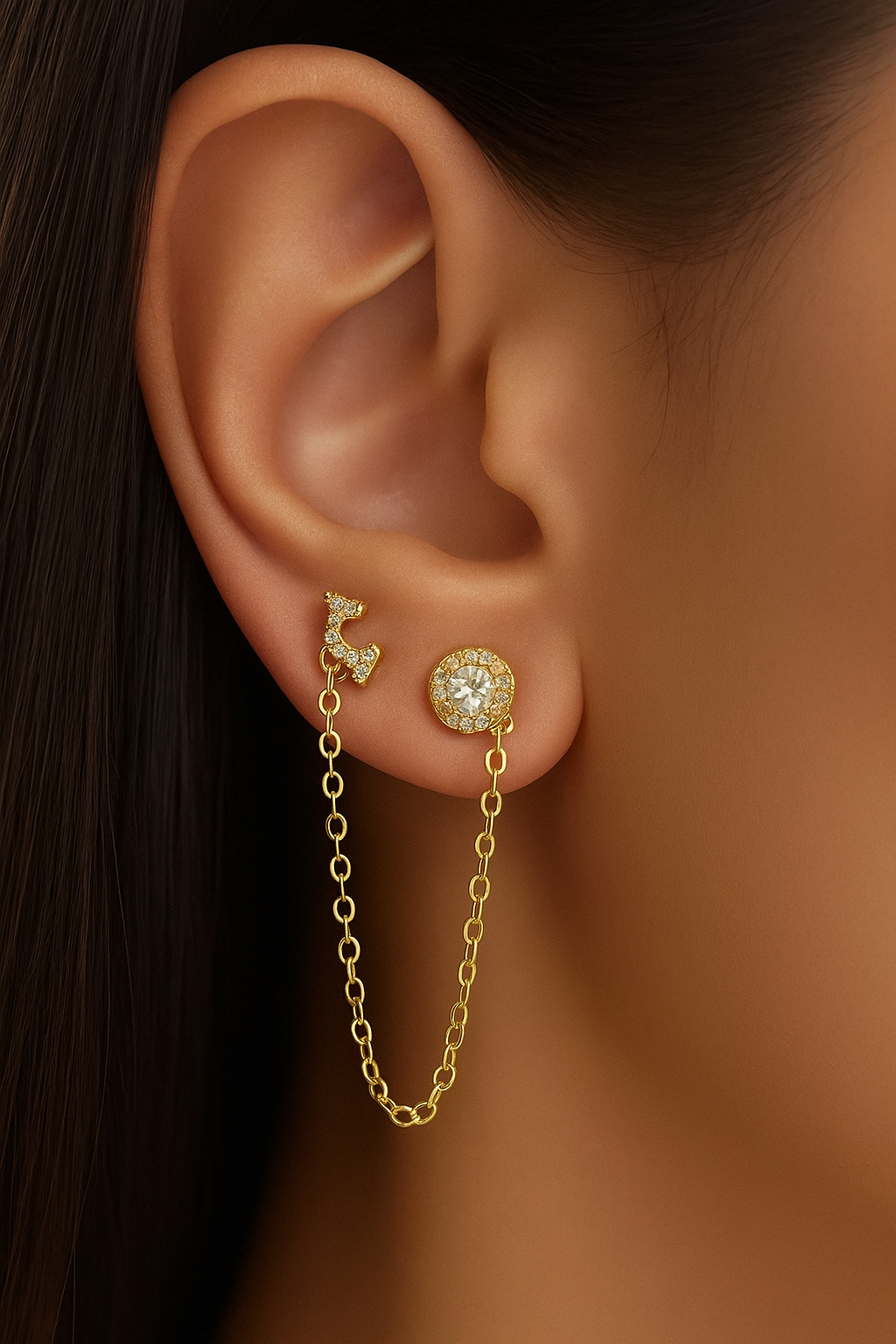 Diamond chain earring