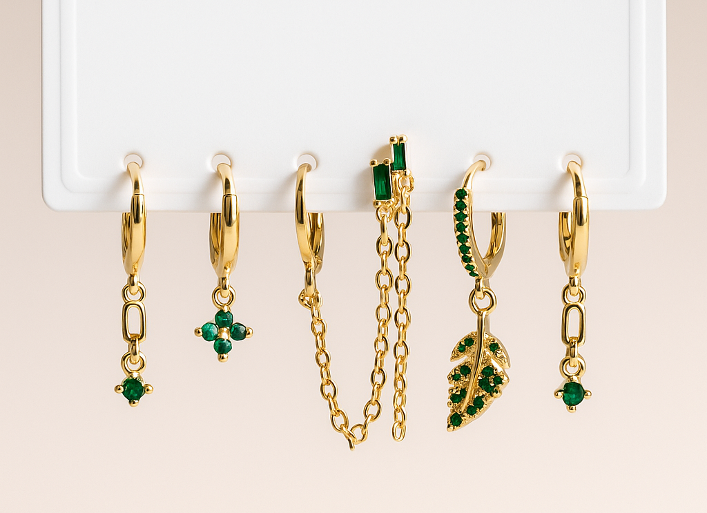 Emerald earrings set