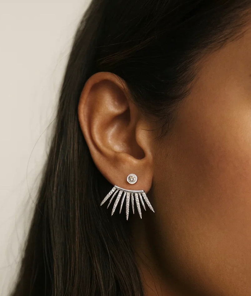 Diamond spikes ear-jacket