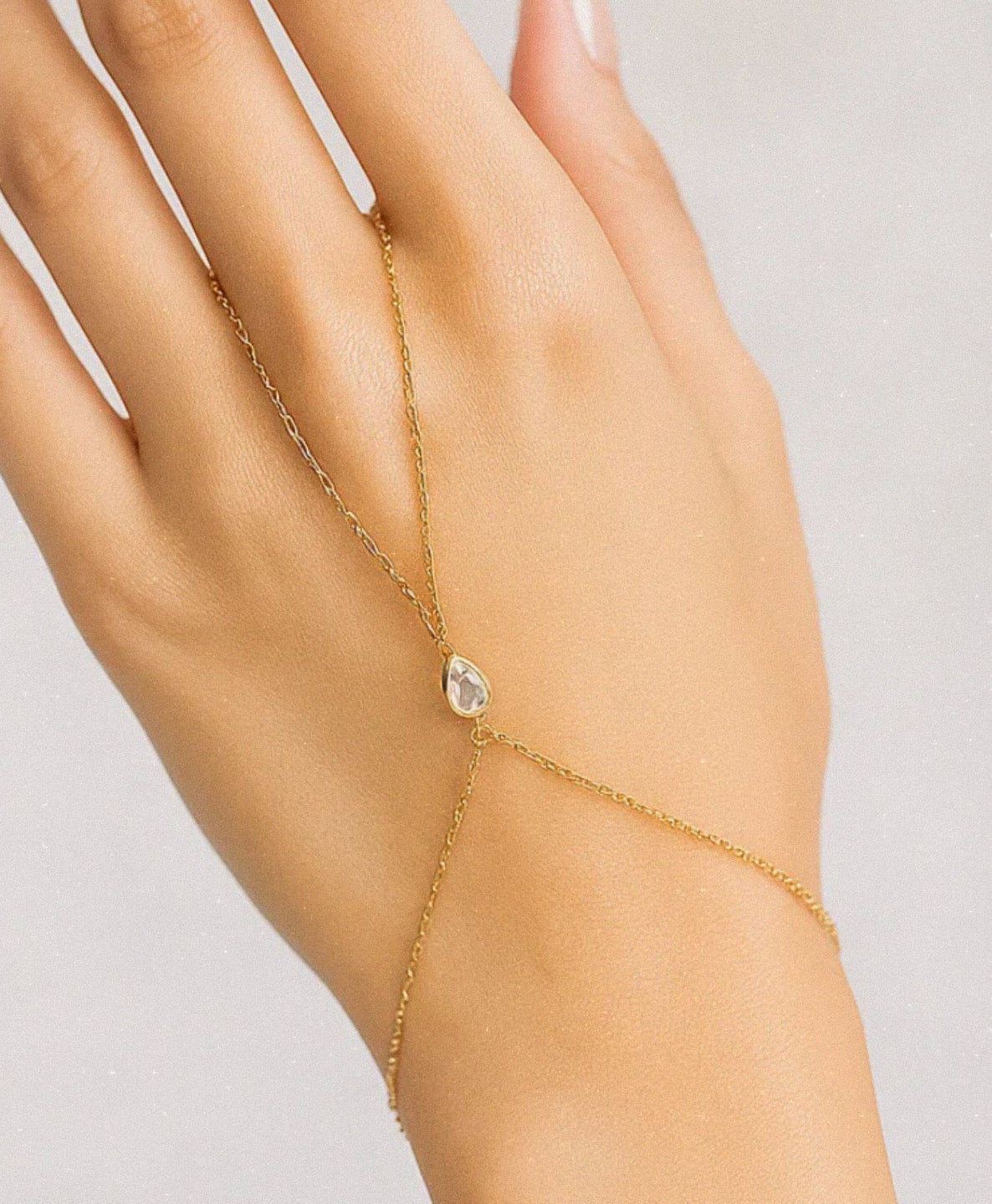 Tear drop diamond hand-chain