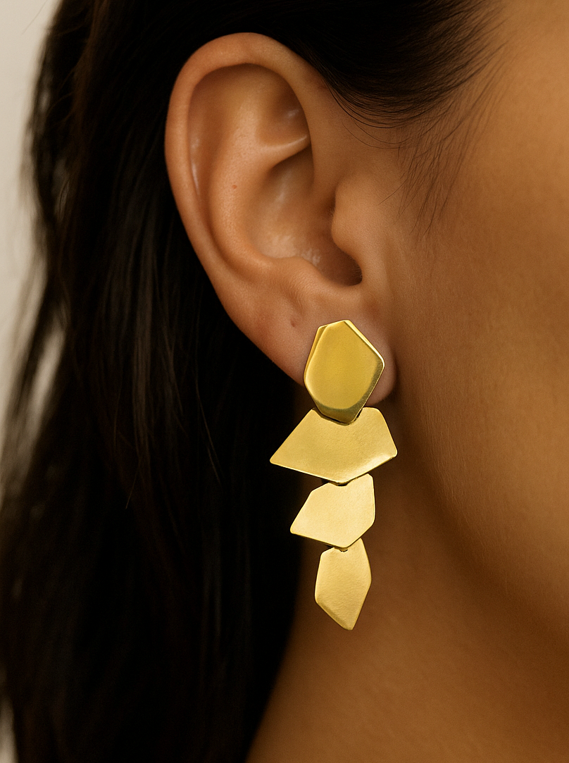 Long gold earrings