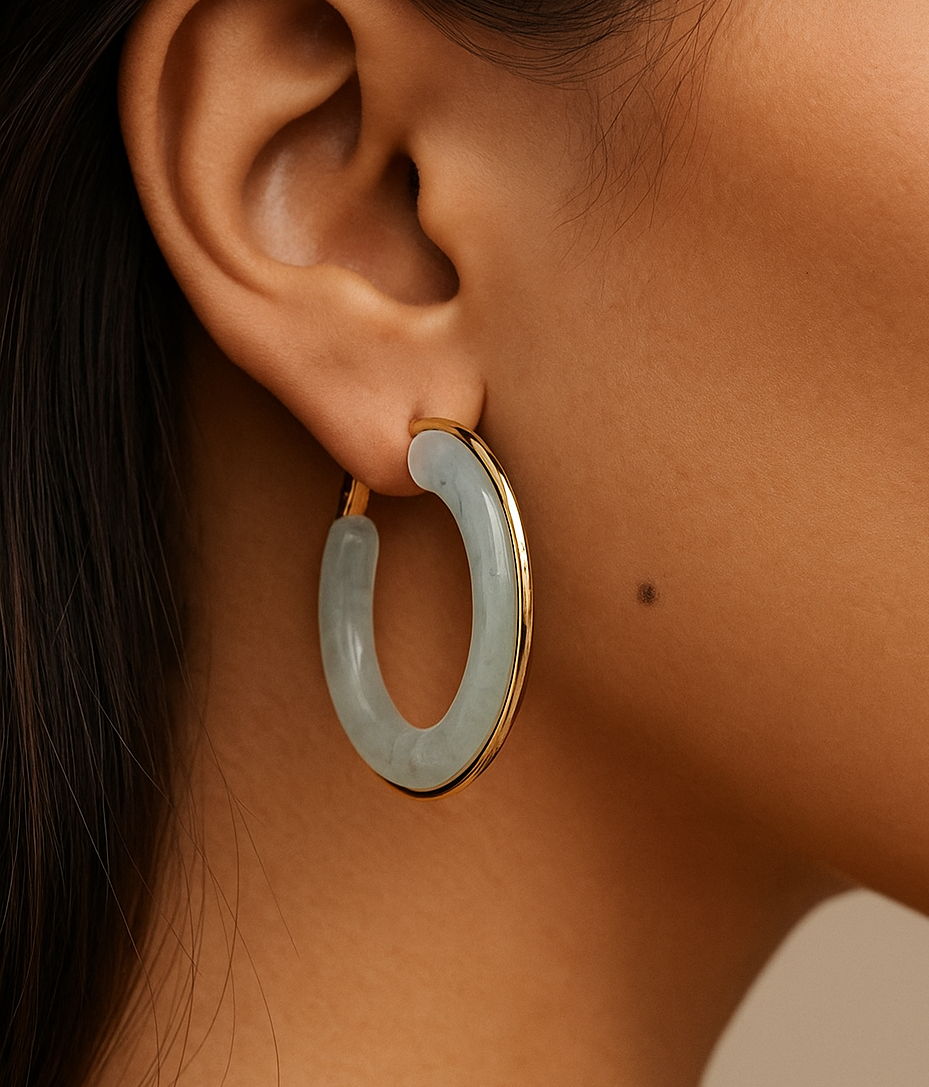 Sky blue transparent marble hoops