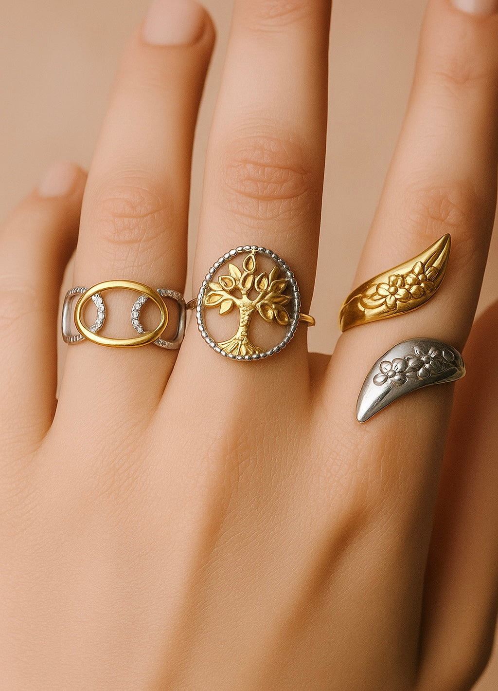 Mixed metal rings set