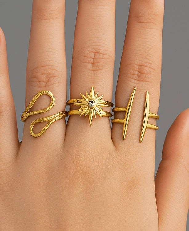 Sun gold rings set