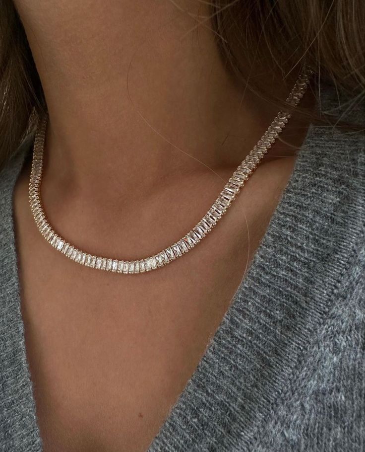 Gold framed baguette necklace