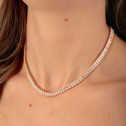 Gold framed baguette necklace