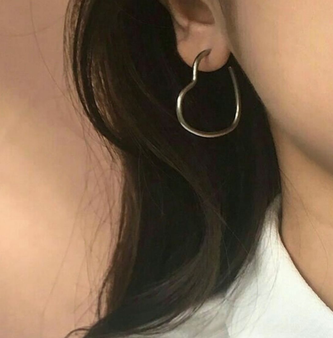 Silver heart hoops