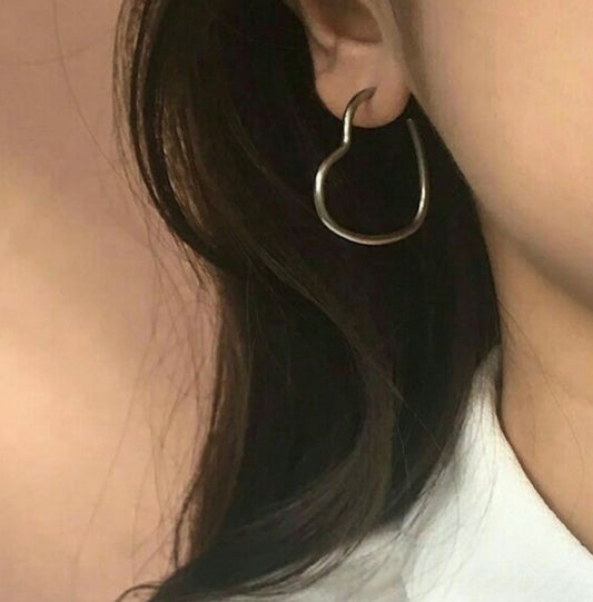 Silver heart hoops