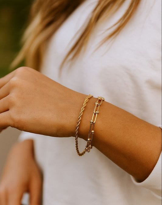 Gold bracelets set