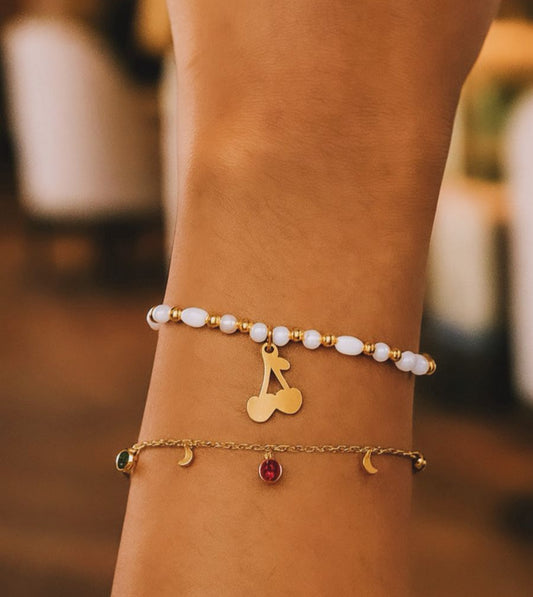 Cherry bracelets set (2 pcs)