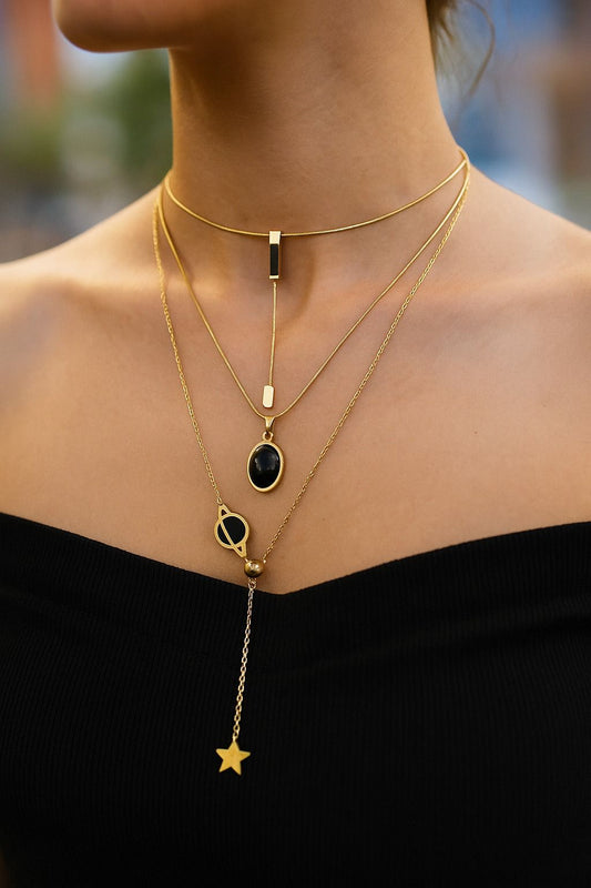Black&Gold necklaces set (3 pcs)
