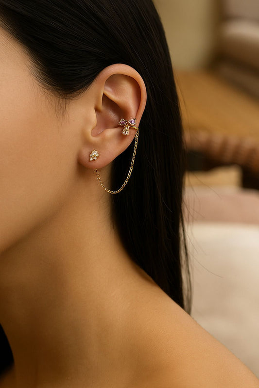 Purple ear cuff chain