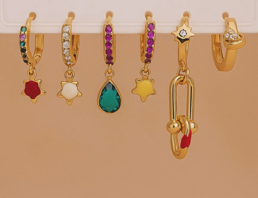 Colorful dangle earrings set