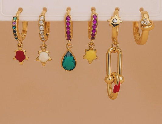 Colorful dangle earrings set