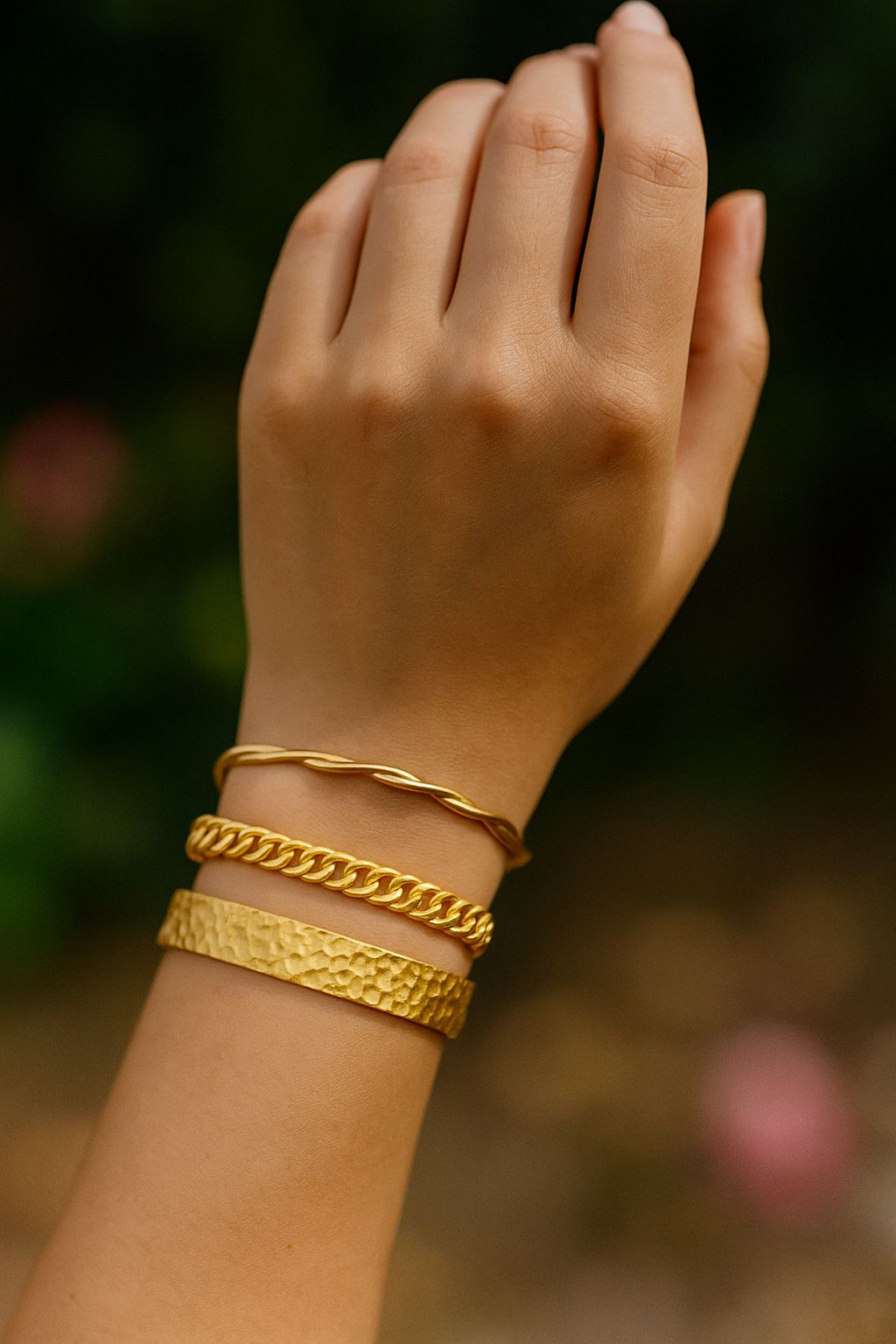 Gold bracelets set