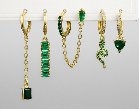 Emerald earrings set