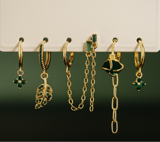 Emerald earrings set