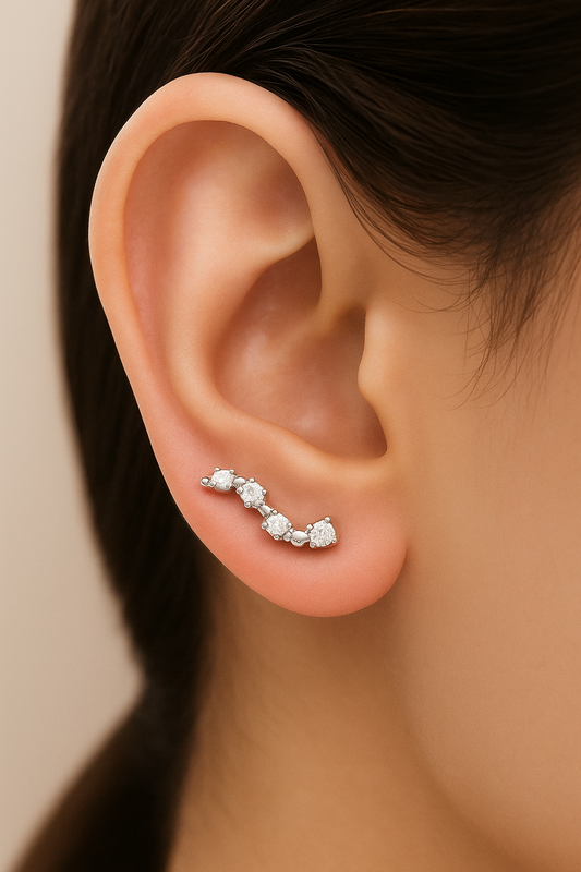 Curved diamond ear climber