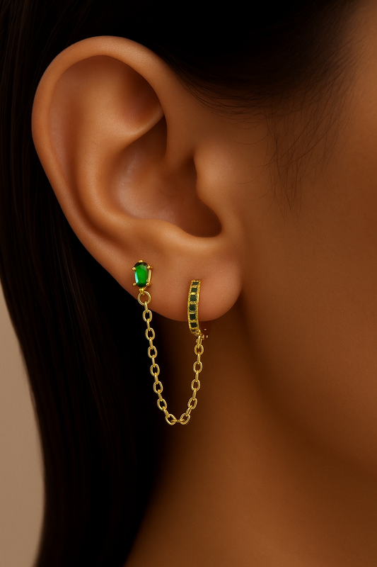 Emerald chain earring