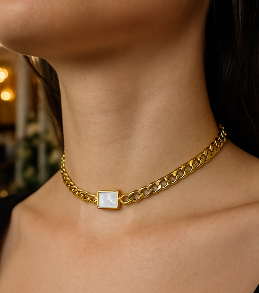 White marble royal choker