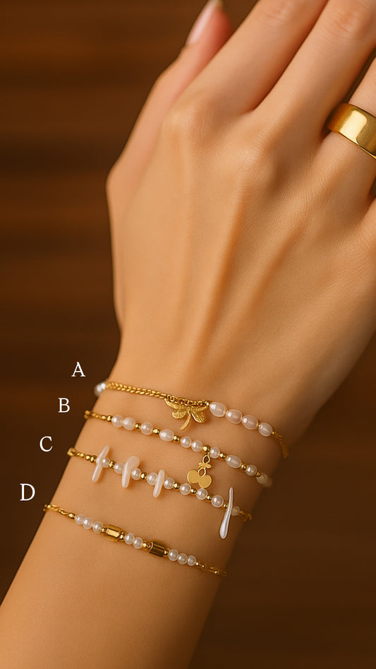 Gold pearl bracelets