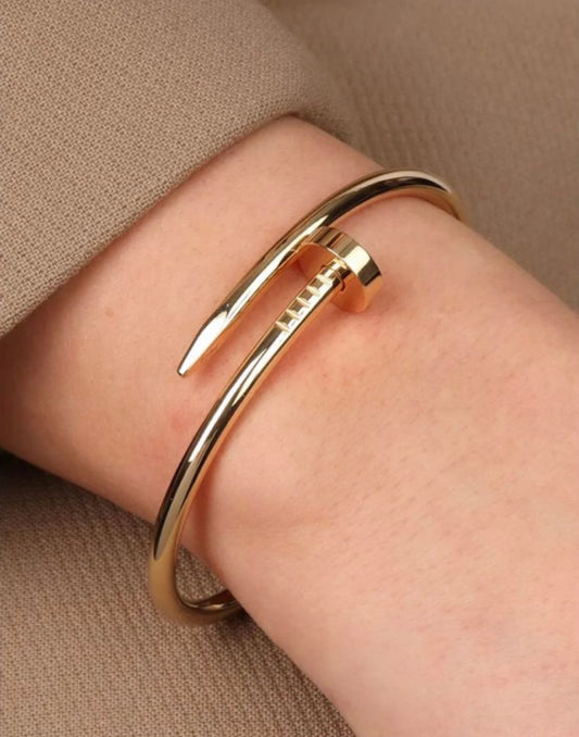 Gold nail bracelet