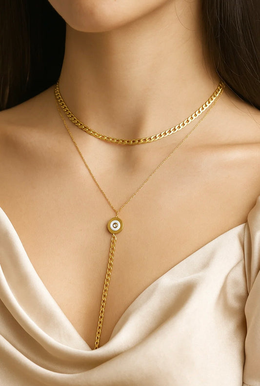 Double layered gold necklace