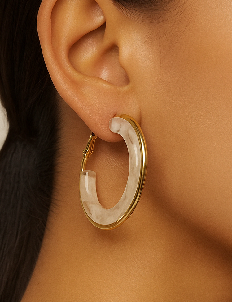 White transparent marble hoops
