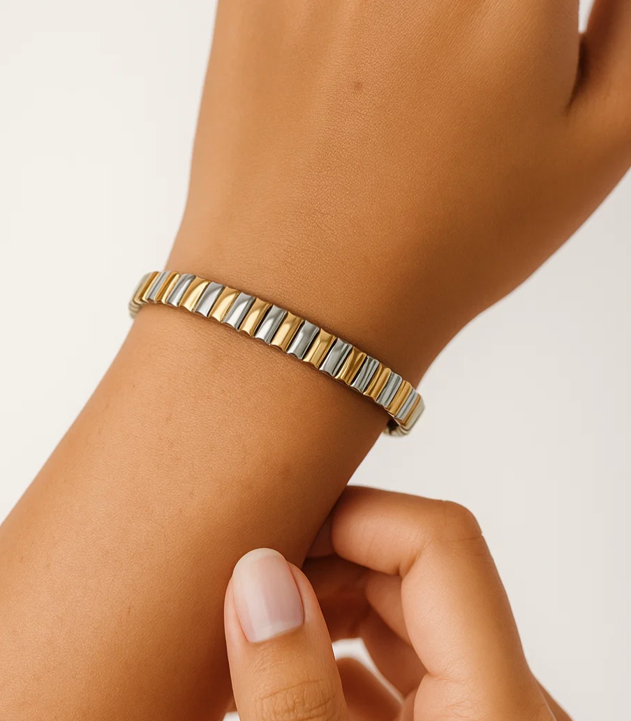 Mixed metal bar bracelet