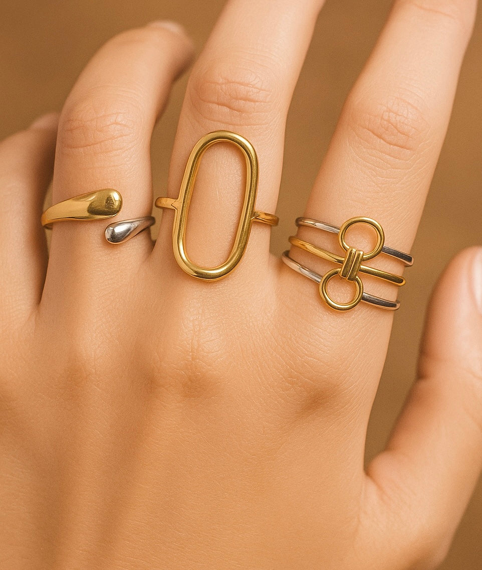 Mixed metal rings set