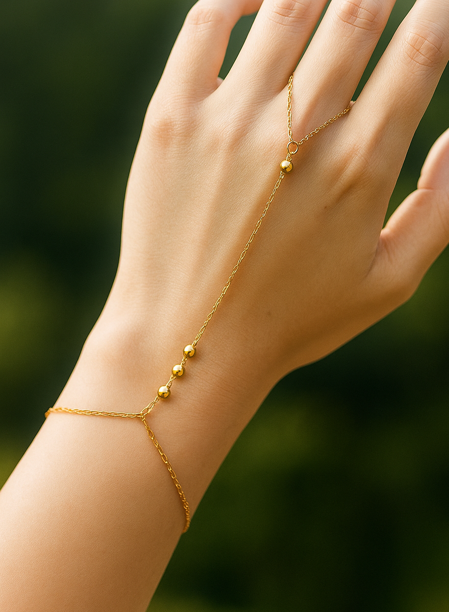 Triple beaded hand chain