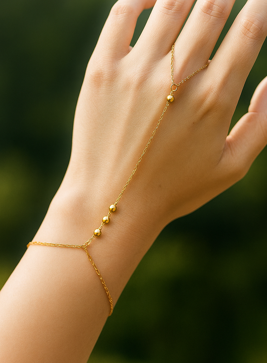 Triple beaded hand chain