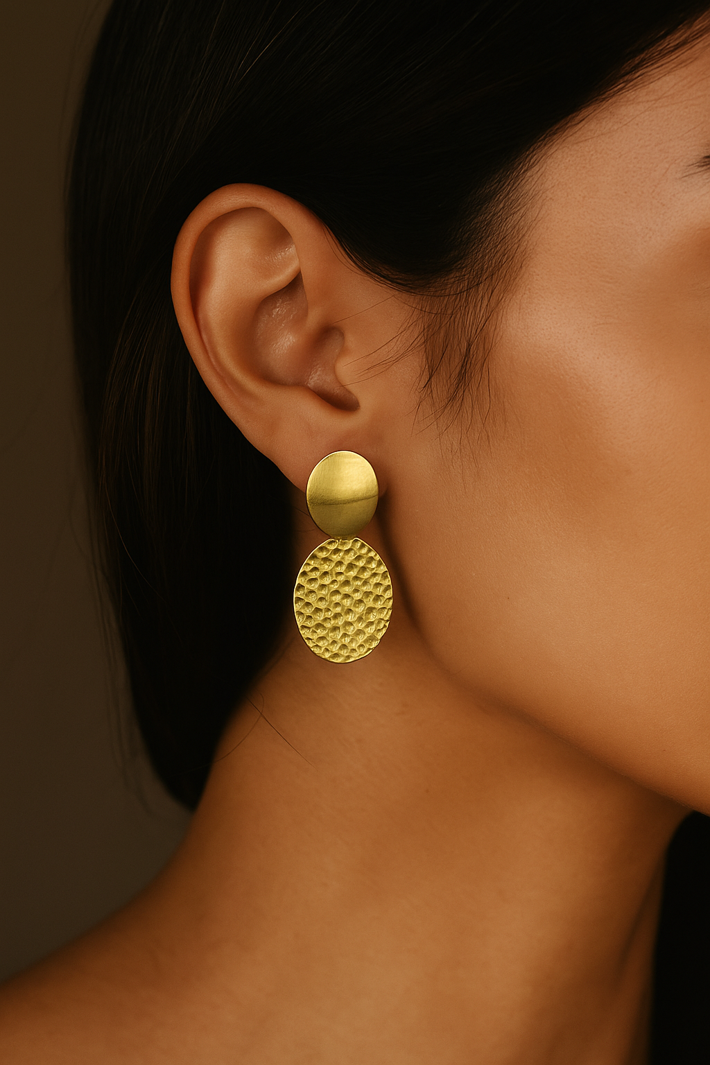 Textured gold dangle earrings