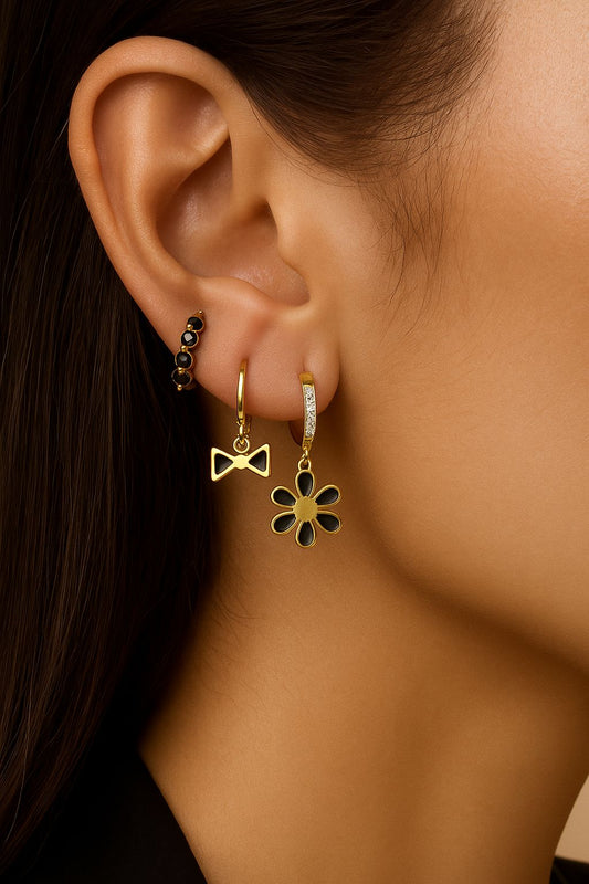 Black&Gold earrings set (3 pcs)