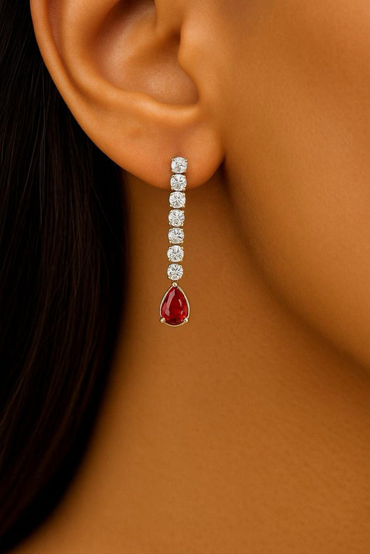 Diamond ruby dangle earrings
