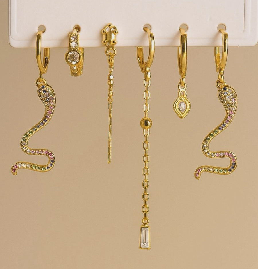 Gold viper earrings set