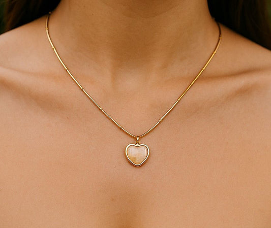 3D beige heart necklace